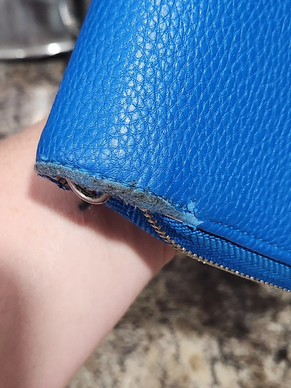 Jewell Thirty- One Blue Pebbled Leather Women's Clutch